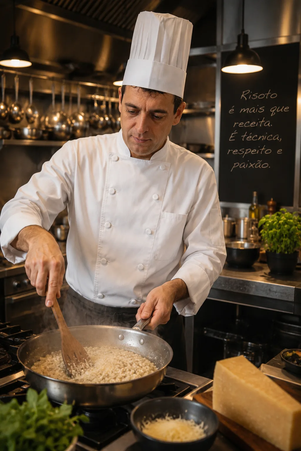 Chef Gaston Martínez Lomando na cozinha